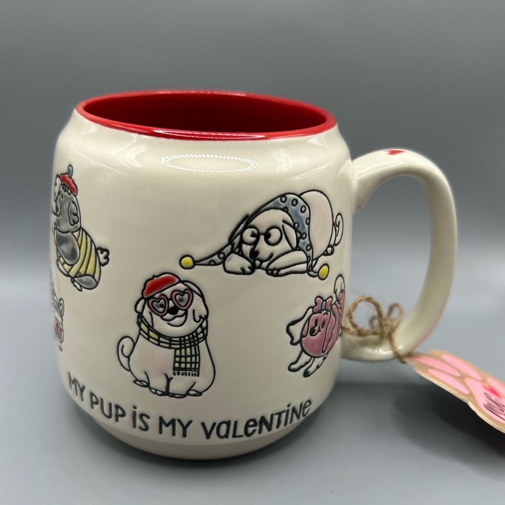 Global Design MY PUP IS MY VALENTINE Ceramic Coffee Mug Puppy Love Dog Mom NEW